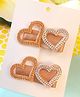 Little Tresses Stone Embellished Double Hearts Designed Hair Clip - Rose Gold