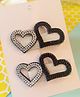 Little Tresses Stone Embellished Double Hearts Designed Hair Clip - Black