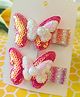 Little Tresses Butterfly Applique Detailed Sequins Embellished Hair Alligator Clips - Hot Pink