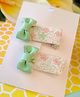 Little Tresses Bow Applique Detailed Floral Designed Sequins Embellished Hair Alligator Clips - Mint Green
