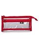 QIPS Transparent 2 Compartments Pencil Pouch - Red