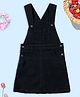 Kiddopanti Denim Woven Sleeveless Solid Pinafore Dungaree Dress - Black