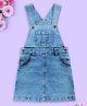 Kiddopanti Denim Woven Sleeveless Solid Pinafore Dungaree Dress - Light Blue