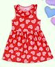 Kiddopanti Cotton Knitted Sleeveless Hearts Printed Dress - Red