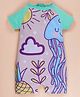 Kiddopanti Half Raglan Sleeves Jelly Fish Printed Legged Swimsuit - Aqua Blue
