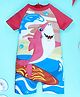 Kiddopanti Half Raglan Sleeves Dolphin Printed Legged Swimsuit - Hot Pink