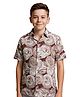 Charchit Cotton Woven Half Sleeves Abstract Printed Shirt - Brown