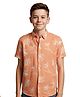 Charchit Cotton Woven Half Sleeves Floral Printed Shirt - Orange
