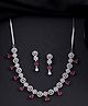 VALLEY OF JEWELLERY Silver Plated AD Studded Circular Shape Jewellery Set - Silver