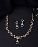 Gold Plated Floral Shaped AD Studded Elegant Jewellery Set