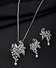 VALLEY OF JEWELLERY Silver Plated AD And Pear Studded Peacock Shaped Chain Set - Silver