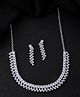 VALLEY OF JEWELLERY Silver Plated CZ And Artifical Stones Studded Necklace Set - Silver
