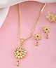 VALLEY OF JEWELLERY Gold Plated Floral Shaped AD Stone Studded Chain Set - Gold