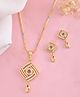 VALLEY OF JEWELLERY Gold Plated Square Shaped AD Stone Studded Chain Set - Gold