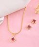 VALLEY OF JEWELLERY Gold Plated Square Shaped Ruby Red Stone Studded Chain Set - Gold