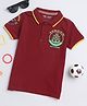 BABY NATION Cotton Knit Half Sleeves Nautical Theme Embroidered Polo Tee - Maroon