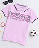 BABY NATION Cotton Knit Half Sleeves Abstract Printed Polo Tee - Purple