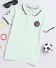 BABY NATION Cotton Knit Half Sleeves Brand Logo Patch Embroidered Polo Tee - Light Green