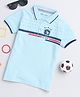 BABY NATION Cotton Knit Half Sleeves Star Printed Polo Tee - Light Blue