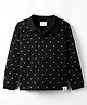 Ollypop Cotton Knit Full Sleeves Collared T-Shirt with Star Print -Black