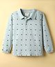 Ollypop Cotton Knit Full Sleeves Collared T-Shirt with Star Print -Light Blue