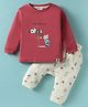 First Smile Interlock Knit Full Sleeves T-Shirt & Legging Set with Bear Print - Red