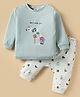 First Smile Interlock Knit Full Sleeves T-Shirt & Legging Set with Bear Print - Light Blue