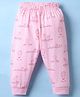 Ollypop Interlock Knit Full Length Lounge Pant With Animal Print - Pink
