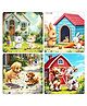 Fiddlys Wooden Jigsaw Puzzle Games for Children & Kids -9 Pieces Age 3+ Years Old Girls & Boys Animals Jigsaw Puzzle (Pack of 4 PET Animal)