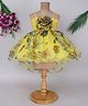 TINY MINY MEE Organza Elastane Woven Sleeveless Floral Printed & Applique Detailed High Low Dress - Yellow