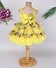 TINY MINY MEE Organza Elastane Woven Sleeveless Floral Printed & Butterfly Applique Detailed Layered Dress - Yellow
