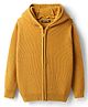 Pine Kids Knit Full Sleeves Solid Color Front Open Hooded Sweater - Mustard