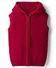 Pine Kids Knit Sleeveless Solid Color Hooded Front Open Sweater - Red