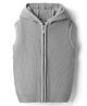 Pine Kids Knit Sleeveless Solid Coloured Front Open Hooded Sweater - Grey
