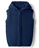 Pine Kids Knit Sleeveless Solid Coloured Front Open Hooded Sweater - Navy Blue
