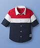 Pine Kids Cotton Woven Full Sleeves Color Block Shirt - Navy Blue & Red