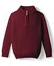 Pine Kids Knit Full Sleeves High Neck Solid Color Pullover Sweater - Wine