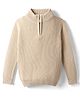 Pine Kids Knit Full Sleeves High Neck Solid Color Pullover Sweater - Off White