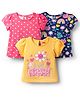 Babyhug 100% Cotton Knit Half Sleeves T-Shirts with Rainbow Floral & Polka Dot Print Pack of 3 - Pink & Navy Blue