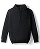 Pine Kids Knit Full Sleeves High Neck Solid Color Pullover Sweater - Black