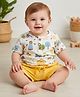 My Milestones 100% Cotton Woven Half Sleeves Countryside Theme Printed Tee & Shorts Set - White & Yellow