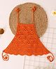 Woonie Cotton Knit Sleeveless Crochet Embroidered Top - Orange