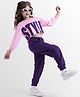 OLLINGTON ST. Cotton Knit Full Sleeves Printed Top & Joggers Set - Lavender & Purple