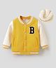 Mark & Mia Full Sleeves Bomber Jacket With Alphabet Patch & Pockets - Yellow & White