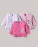 Doodle Poodle 100% Cotton Single Jersey Knit Full Sleeves Front Open Jhablas With Unicorn Print Pack Of 3 - Pink & White