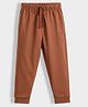 Orange Sugar 100% Cotton Knit Solid Joggers - Brown
