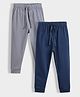 Orange Sugar 100% Cotton Knit Pack Of 2 Solid Joggers - Grey & Royal Blue