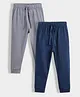 Orange Sugar 100% Cotton Knit Pack Of 2 Solid Joggers - Grey & Royal Blue