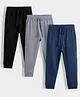 Orange Sugar 100% Cotton Knit Pack Of 3 Solid Joggers - Multi Colour