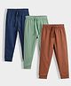 Orange Sugar 100% Cotton Knit Pack Of 3 Solid Joggers - Multi Colour